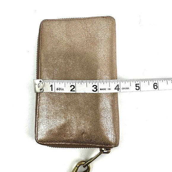 Fossil Emma Wallet Rose Gold Metallic Zip Around Clutch Cell Phone Holder - Picture 11 of 11